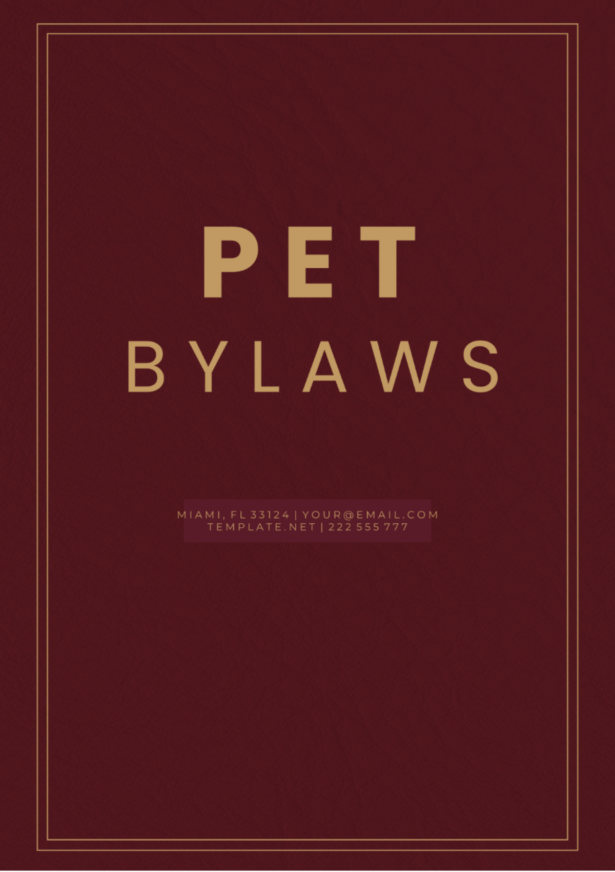 Pet Bylaws Template