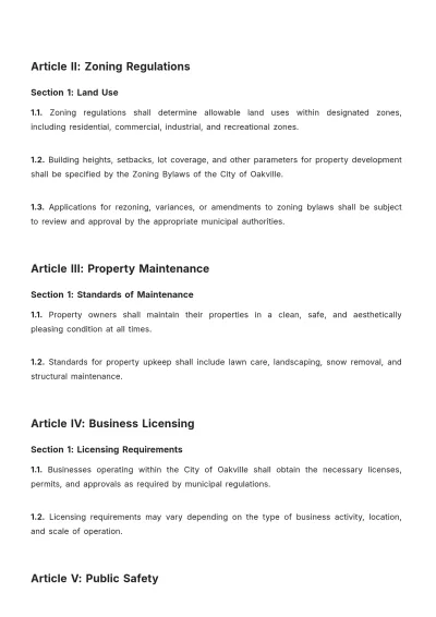 Free City Of Oakville Bylaws Template to Edit Online