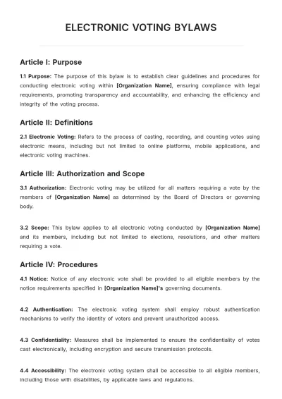 Free Electronic Voting Bylaws Template to Edit Online