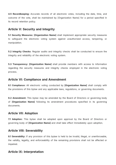 Free Electronic Voting Bylaws Template to Edit Online