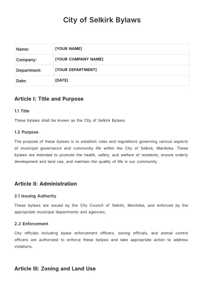 Free City Of Selkirk Bylaws Template to Edit Online