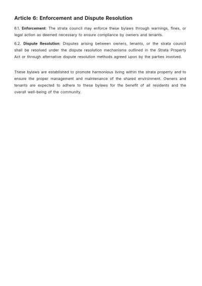 Free Strata Bylaws Template to Edit Online