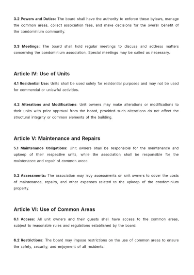 Free Condominium Bylaws Template to Edit Online