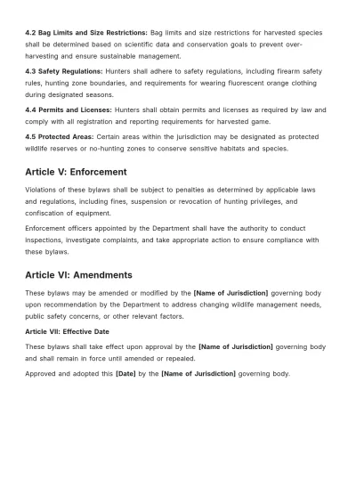 Free Hunter Bylaws Template to Edit Online