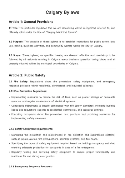 Free Calgary Bylaws Template to Edit Online