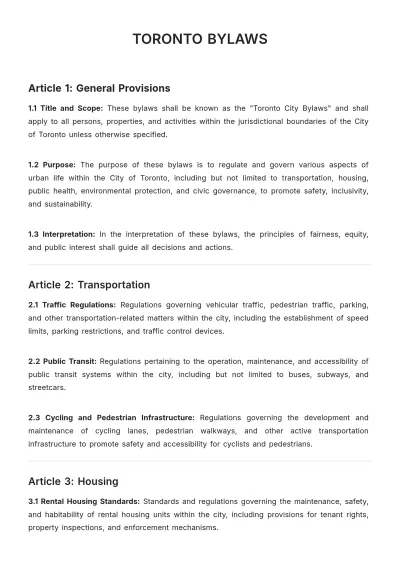 Free Toronto Bylaws Template to Edit Online