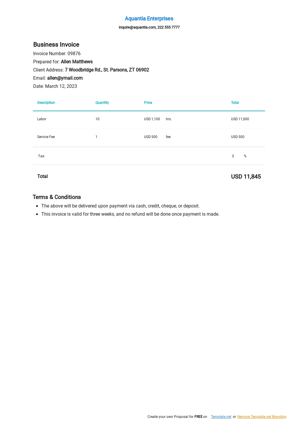 free invoice template for mac pages