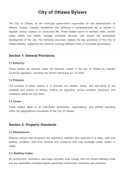 Free City Of Ottawa Bylaws Template to Edit Online