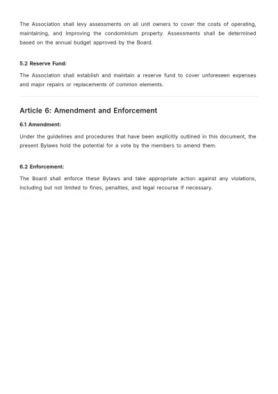 Free Condo Bylaws Template to Edit Online