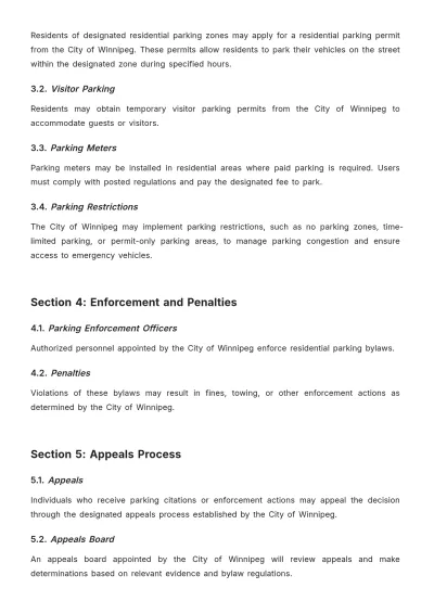 Free City Of Winnipeg Residential Parking Bylaws Template to Edit Online