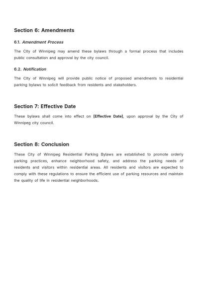 Free City Of Winnipeg Residential Parking Bylaws Template to Edit Online