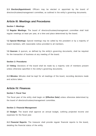 Free Delaware Bylaws Template to Edit Online