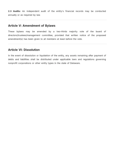 Free Delaware Bylaws Template to Edit Online