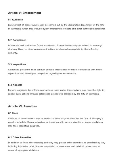 Free City Of Winnipeg Noise Bylaws Template to Edit Online