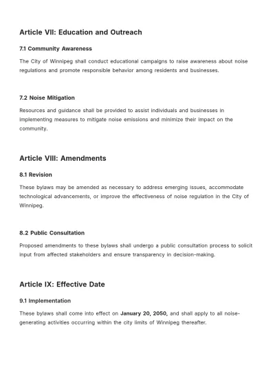 Free City Of Winnipeg Noise Bylaws Template to Edit Online
