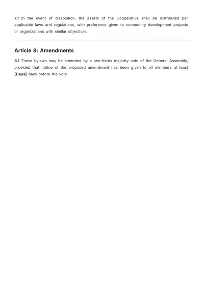 Free Cooperative Society Bylaws Template to Edit Online