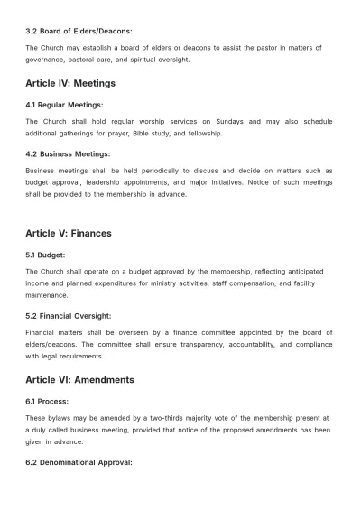 Free Assembly Of God Bylaws Template to Edit Online