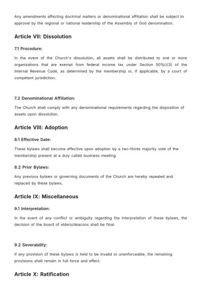 Free Assembly Of God Bylaws Template to Edit Online