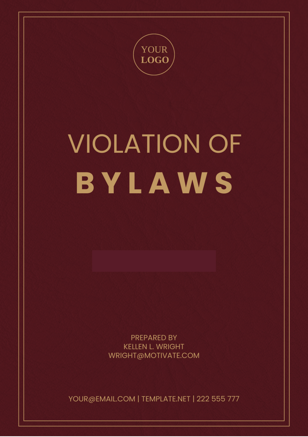 Violation Of Bylaws Template