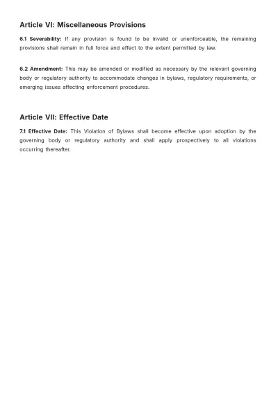 Free Violation Of Bylaws Template to Edit Online
