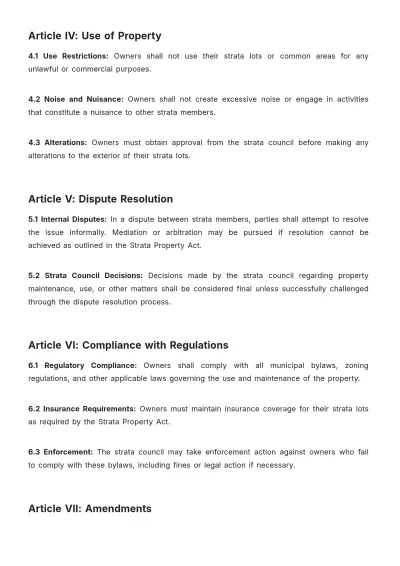 Free Changing Strata Bylaws Template to Edit Online