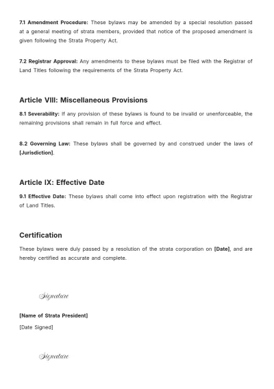 Free Changing Strata Bylaws Template to Edit Online