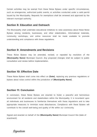 Free Noise Bylaws Template to Edit Online