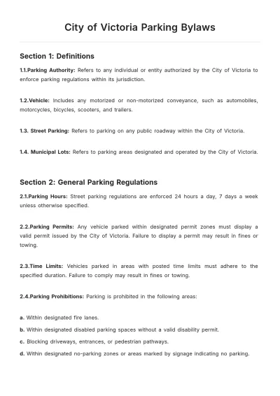 Free City Of Victoria Parking Bylaws Template to Edit Online