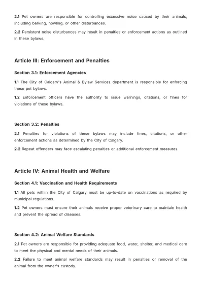 Free City Of Calgary Pet Bylaws Template to Edit Online