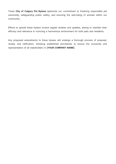Free City Of Calgary Pet Bylaws Template to Edit Online