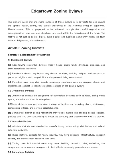 Free Edgartown Zoning Bylaws Template to Edit Online