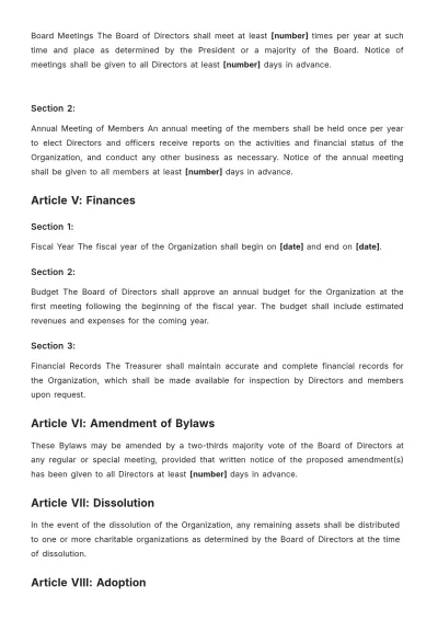 Free Florida Bylaws Template to Edit Online