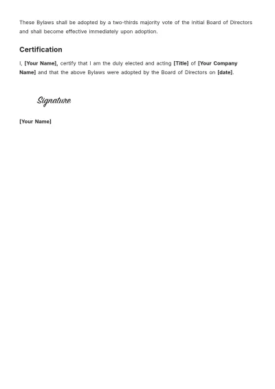 Free Florida Bylaws Template to Edit Online