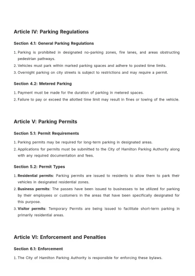 Free City Of Hamilton Parking Bylaws Template to Edit Online