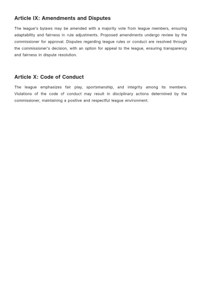 Free Fantasy Football Bylaws Template to Edit Online
