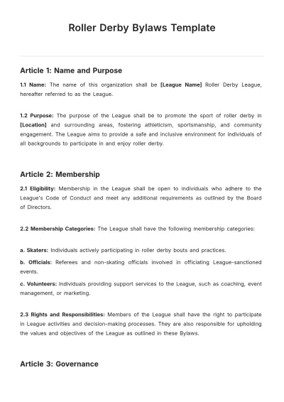 Free Roller Derby Bylaws Template to Edit Online