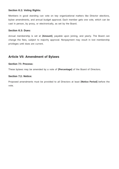 Free Arizona Nonprofit Bylaws Template to Edit Online