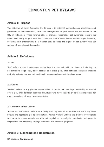 Free Edmonton Pet Bylaws Template to Edit Online