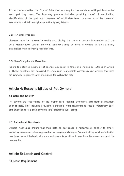 Free Edmonton Pet Bylaws Template to Edit Online