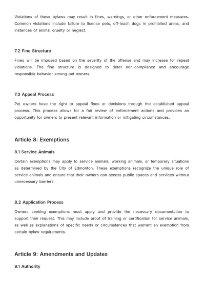 Free Edmonton Pet Bylaws Template to Edit Online