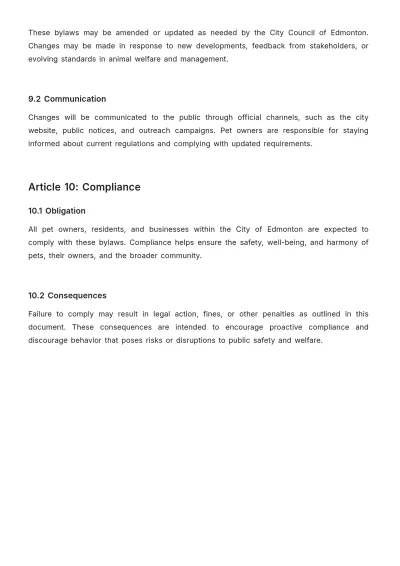 Free Edmonton Pet Bylaws Template to Edit Online