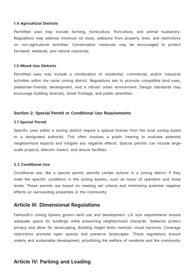 Free Falmouth Zoning Bylaws Template to Edit Online