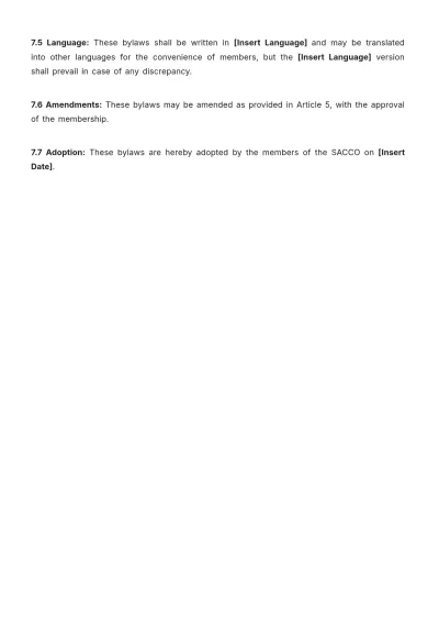 Free Sacco Bylaws Template to Edit Online