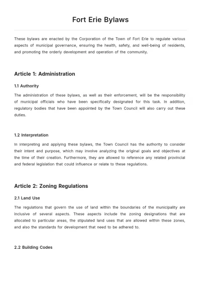 Free Fort Erie Bylaws Template to Edit Online
