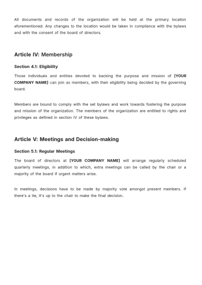 Free Ontario Bylaws Template to Edit Online