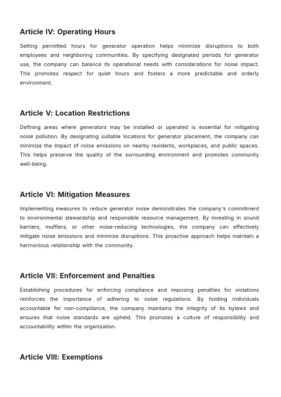 Free Generator Noise Bylaws Template to Edit Online