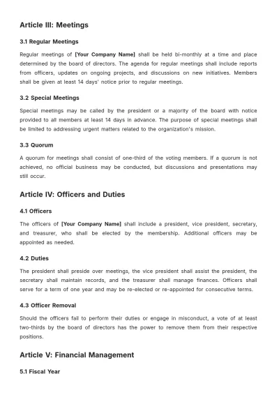 Free Constitution And Bylaws Template to Edit Online
