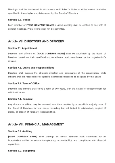 Free York Bylaws Template to Edit Online