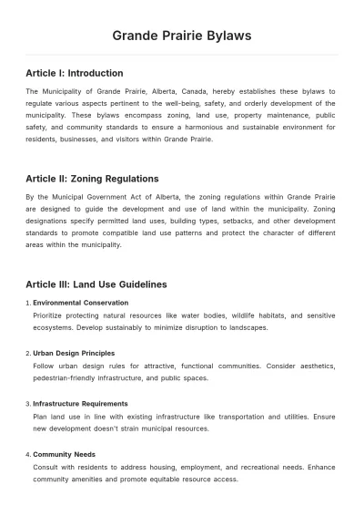 Free Grande Prairie Bylaws Template to Edit Online