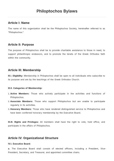 Free Philoptochos Bylaws Template to Edit Online